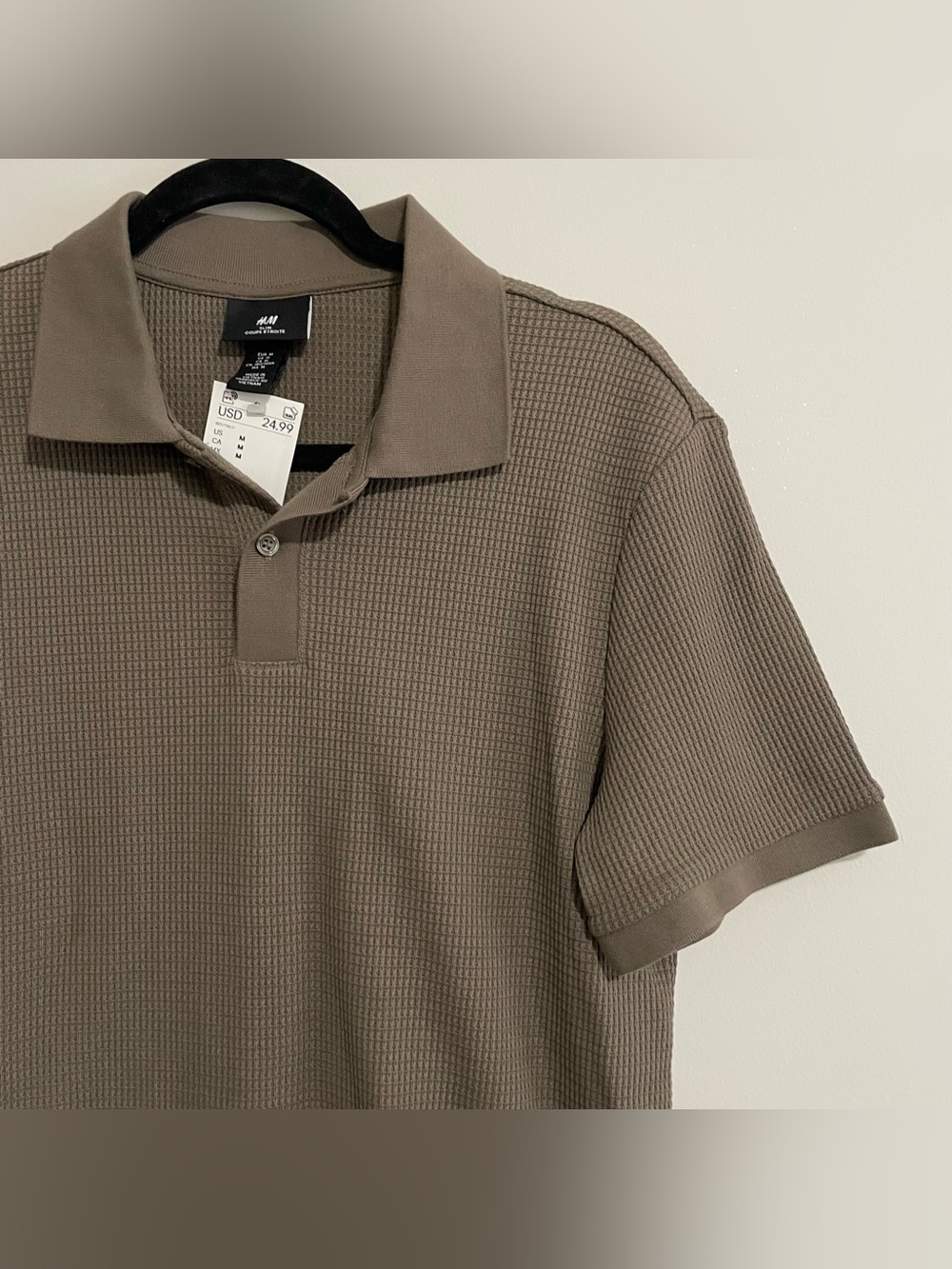 H&M Men's Polo Shirt Slim Fit Coupe Standard Gray Business Work Casual NWT